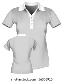 Vector illustration. Women's polo shirt template. Front and back. More clothing designs in my portfolio.