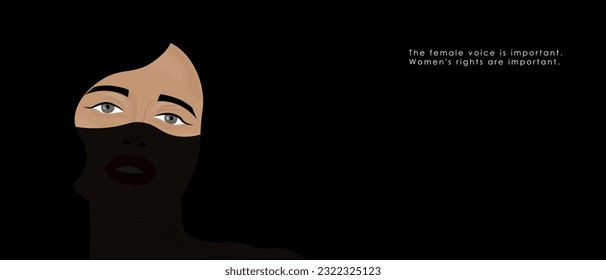 Vector illustration. Women's rights, equality, March 8, Muslim women, female voice