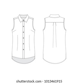 Vector illustration of women's shirt. Front and back