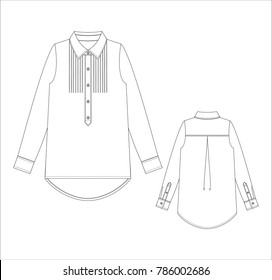 Vector illustration of women's shirt. Front and back 