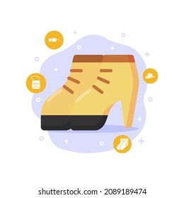 vector illustration of women's shoes designed in flat style decorated with icon elements and background in fashion and accessories vector illustration theme