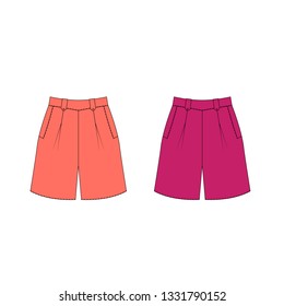 Vector illustration of women's shorts. Front