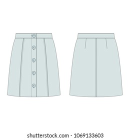 Vector illustration of women's skirt. Front and back