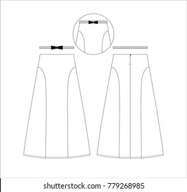 Vector illustration of women's skirt. Front and back