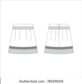 Vector illustration of women's skirt. Front and back