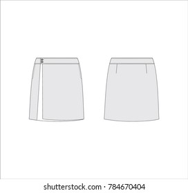 Vector illustration of women's skirt. Front and back