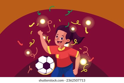 vector illustration for women's soccer world cup with woman and ball