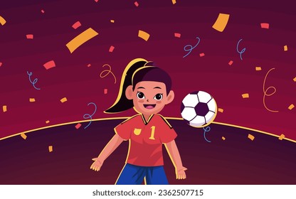 vector illustration for women's soccer world cup with woman and ball