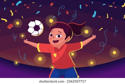 vector illustration for women's soccer world cup with woman and ball