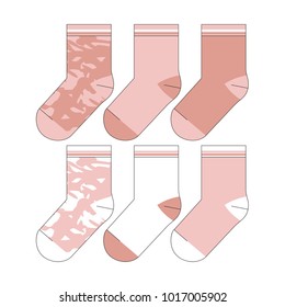 Vector illustration of women's socks. Front and back