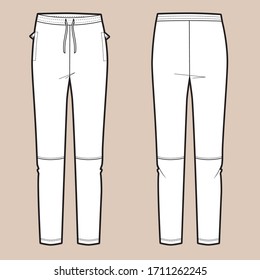 Vector illustration of women's sport pants. Front and back