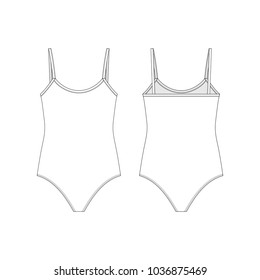 Vector illustration of women's sport swimsuit. Front and back