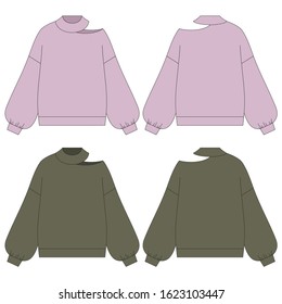 Vector illustration of women's sweater. Colored set