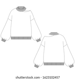 Vector illustration of women's sweater. Front and back