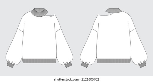 Vector illustration of women's sweater. Front and back