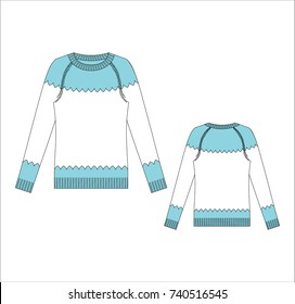 Vector illustration of women's sweater. Front and back