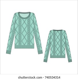 Vector illustration of women's sweater. Front and back
