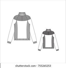 Vector illustration of women's sweater. Front and back