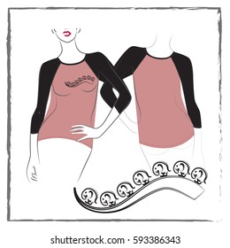Vector illustration of women's sweaters. Views front and rear