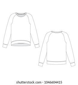 Vector illustration of women's sweatshirt. Front and back
