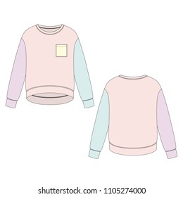 Vector illustration of women's sweatshirt. Front and back