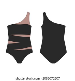 Vector illustration of women's swimsuit. Front and back