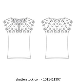 Vector illustration of women's top. Front and back