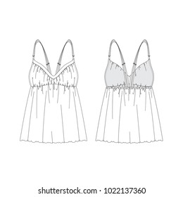 Vector illustration of women's top. Front and back