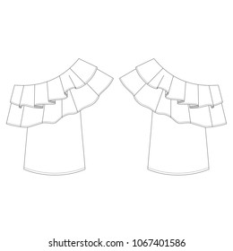 Vector illustration of women's top. Front and back