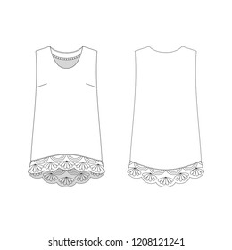 Vector illustration of women's top. Front and back