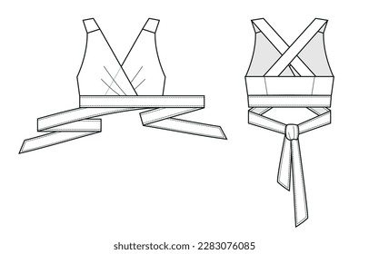 Vector illustration of women's top. Front and back view