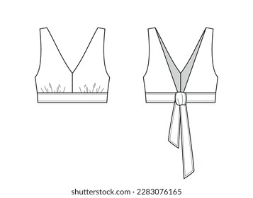 Vector illustration of women's top. Front and back view