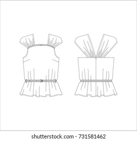 Vector illustration of women's top. Front and back