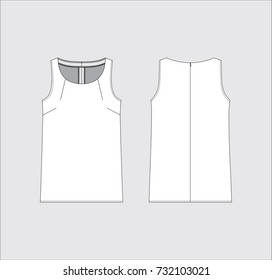 Vector illustration of women's top. Front and back