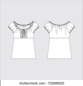 Vector illustration of women's top. Front and back
