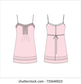 Vector illustration of women's top. Front and back