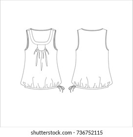 Vector illustration of women's top. Front and back