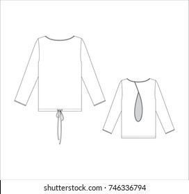 Vector illustration of women's top. Front and back