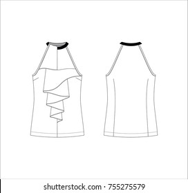Vector illustration of women's top. Front and back