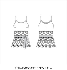 Vector illustration of women's top. Front and back