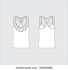Vector illustration of women's top. Front and back