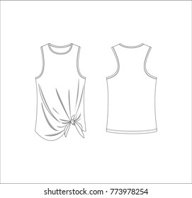 Vector illustration of women's top. Front and back