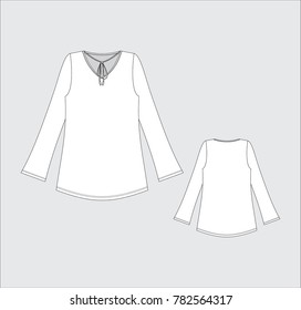 Vector illustration of women's top. Front and back