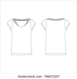 Vector illustration of women's top. Front and back
