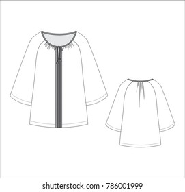 Vector illustration of women's top. Front and back