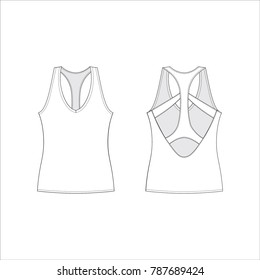 Vector illustration of women's top. Front and back