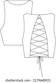 vector illustration of women's tops. Front and back