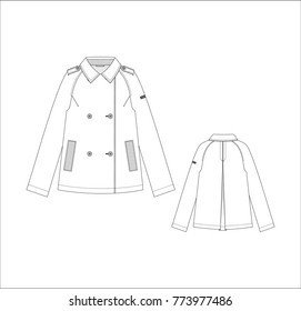 Vector illustration of women's trenchcoat. Front and back