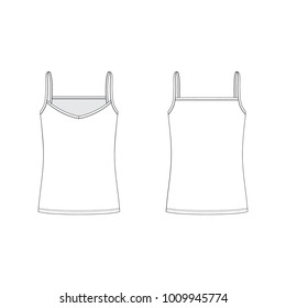 Vector illustration of women's t-shirt. Front and back