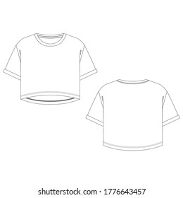 Vector illustration of women's t-shirt. Front and back